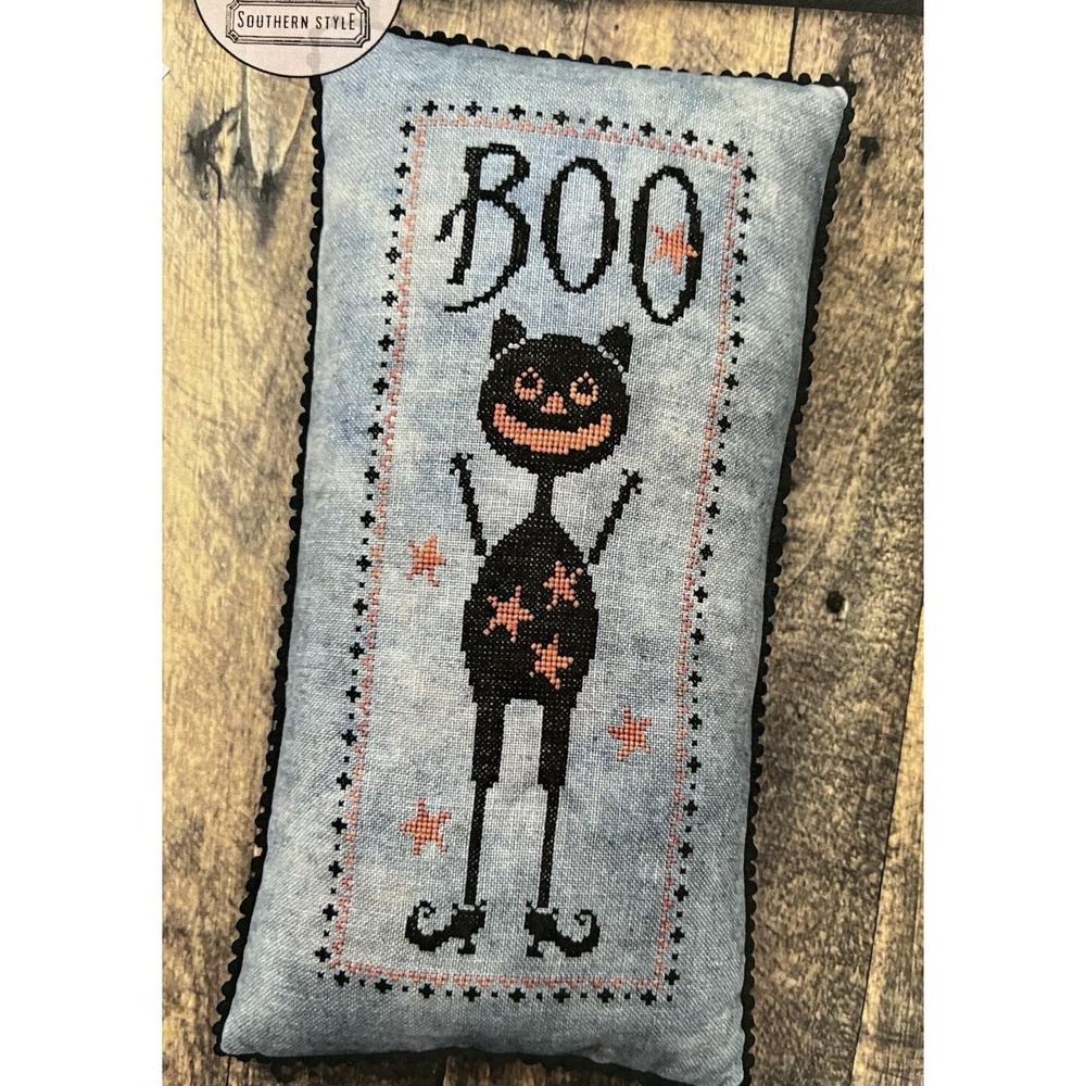 Boo Cat - Halloween Cross Stitch Pillow Pattern By Dirty Annie's Southern Style